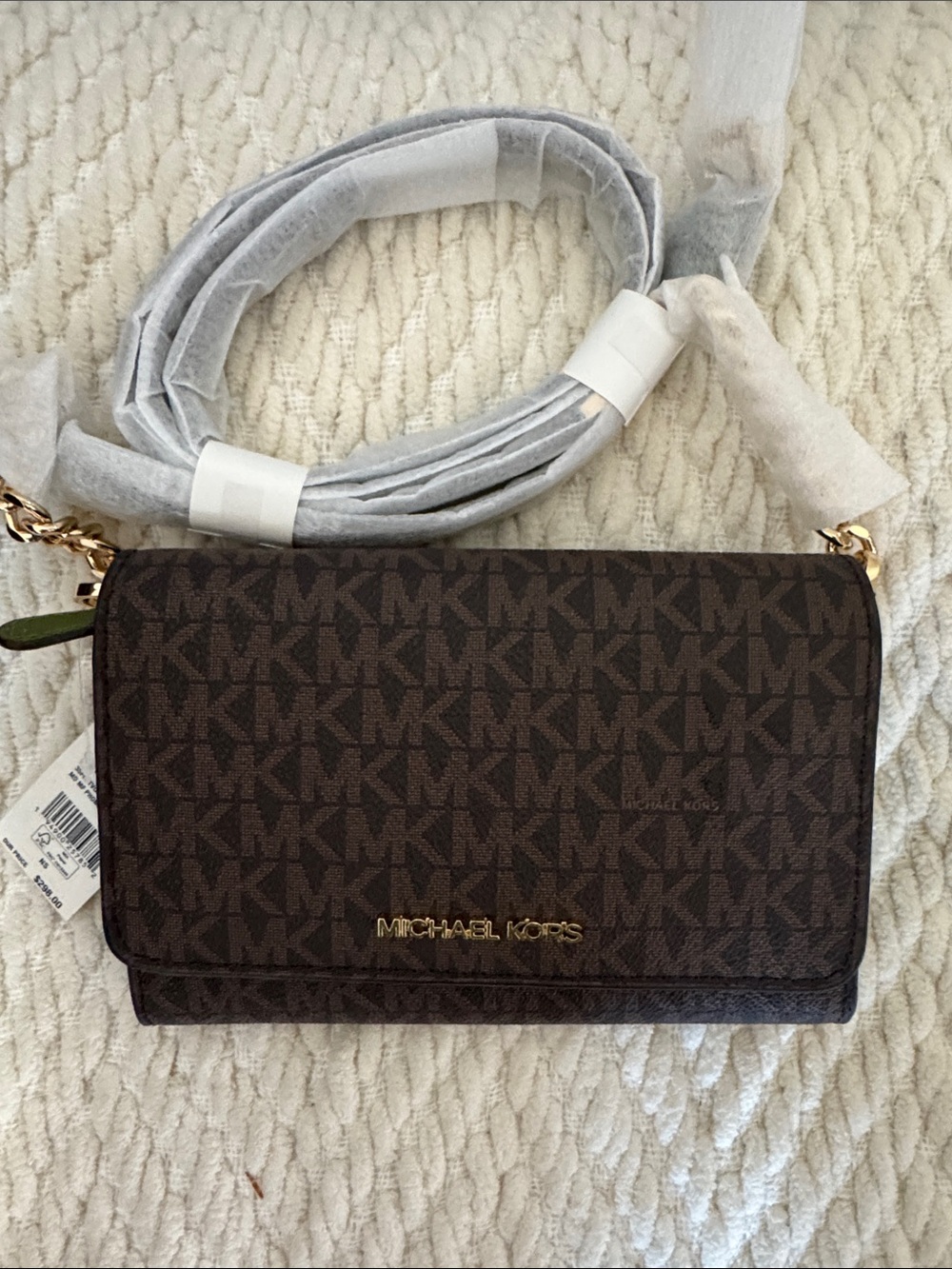 Michael Kors Brown Logo Crossbody with Gold Hardware